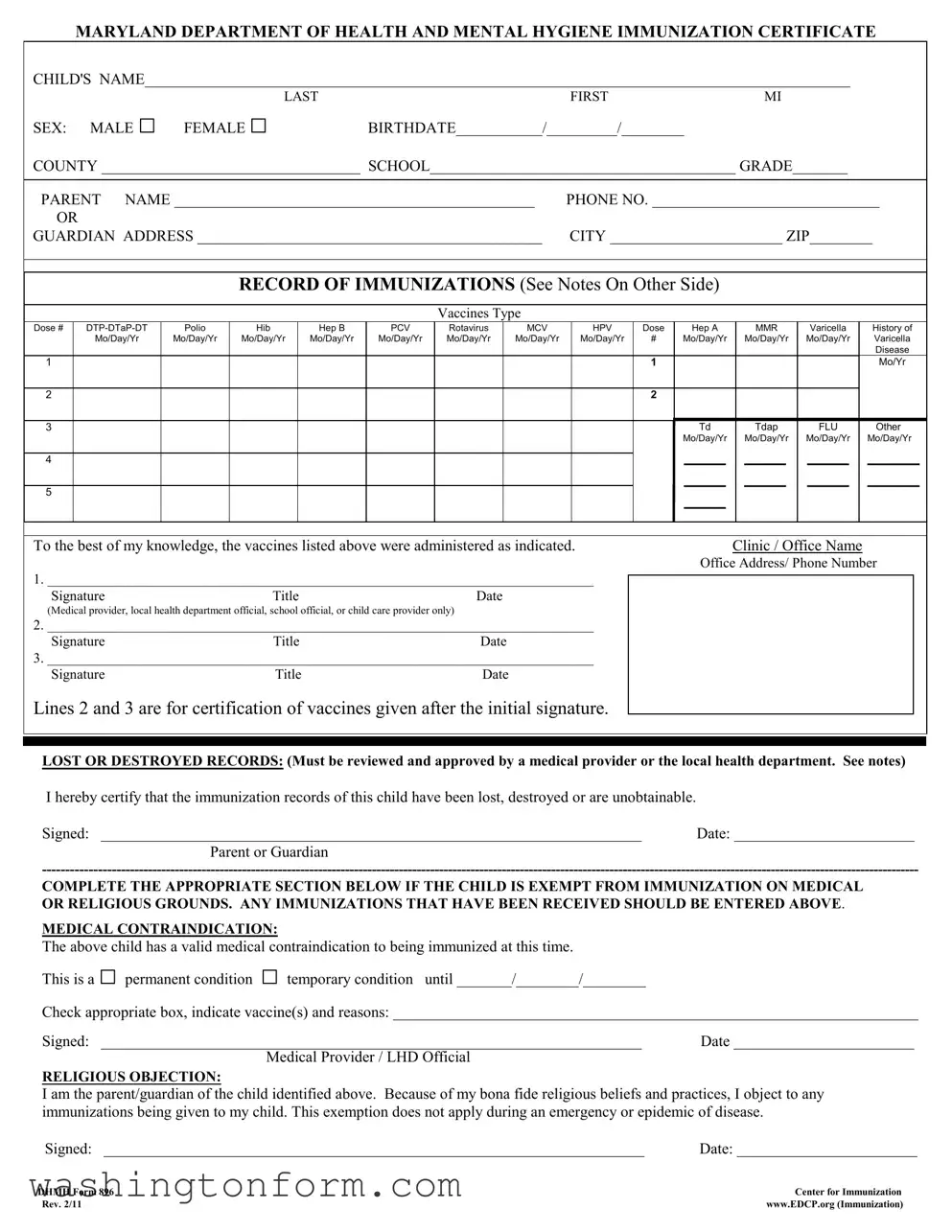 Fill Out Your Immunization Washington State Form