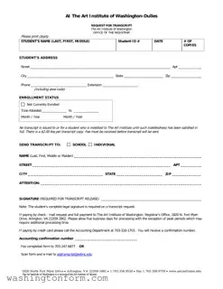 Fill Out Your Art Institute Of Washington Transcript Request Form