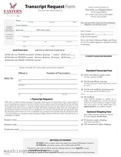 Fill Out Your Eastern Washington University Transcript Form