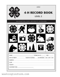Fill Out Your Washington 4 H Record Book Form