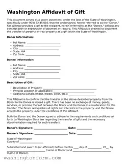 Attorney-Approved Washington Affidavit of Gift Document
