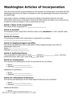 Attorney-Approved Washington Articles of Incorporation Document