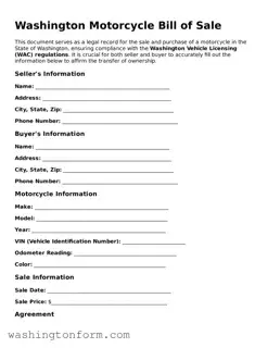 Attorney-Approved Washington Motorcycle Bill of Sale Document