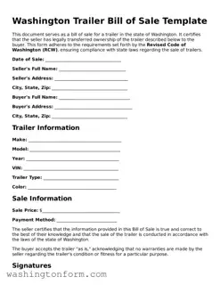Attorney-Approved Washington Trailer Bill of Sale Document