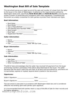 Attorney-Approved Washington Boat Bill of Sale Document