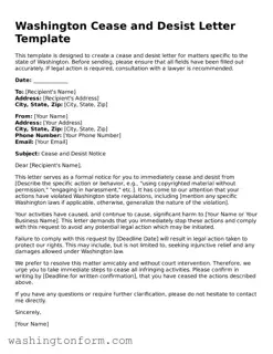 Attorney-Approved Washington Cease and Desist Letter Document