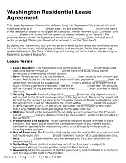 Attorney-Approved Washington Residential Lease Agreement Document