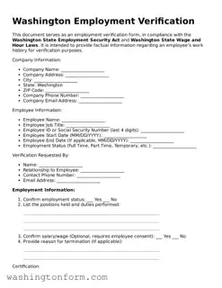Attorney-Approved Washington Employment Verification Document
