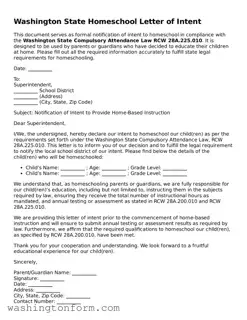 Attorney-Approved Washington Homeschool Letter of Intent Document