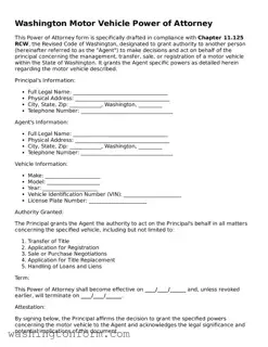 Attorney-Approved Washington Motor Vehicle Power of Attorney Document