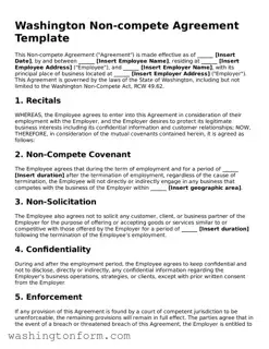 Attorney-Approved Washington Non-compete Agreement Document