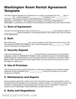 Attorney-Approved Washington Room Rental Agreement Document
