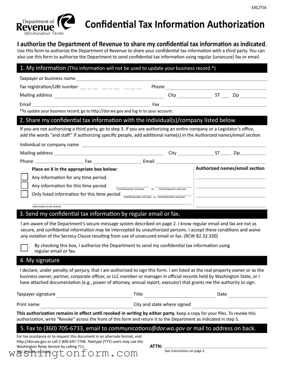 Fill Out Your Washington 27 0054 Form
