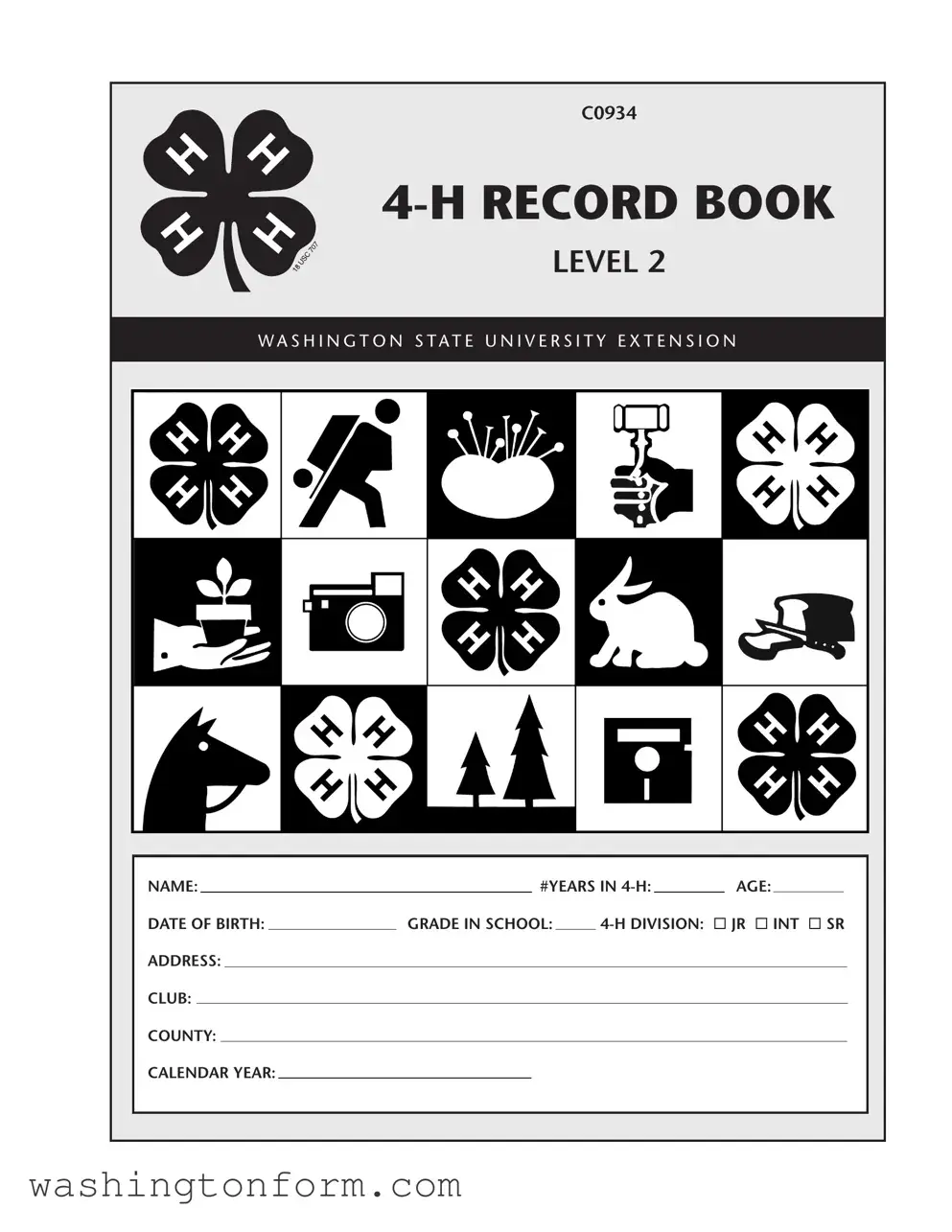 Fill Out Your Washington 4 H Record Book Form