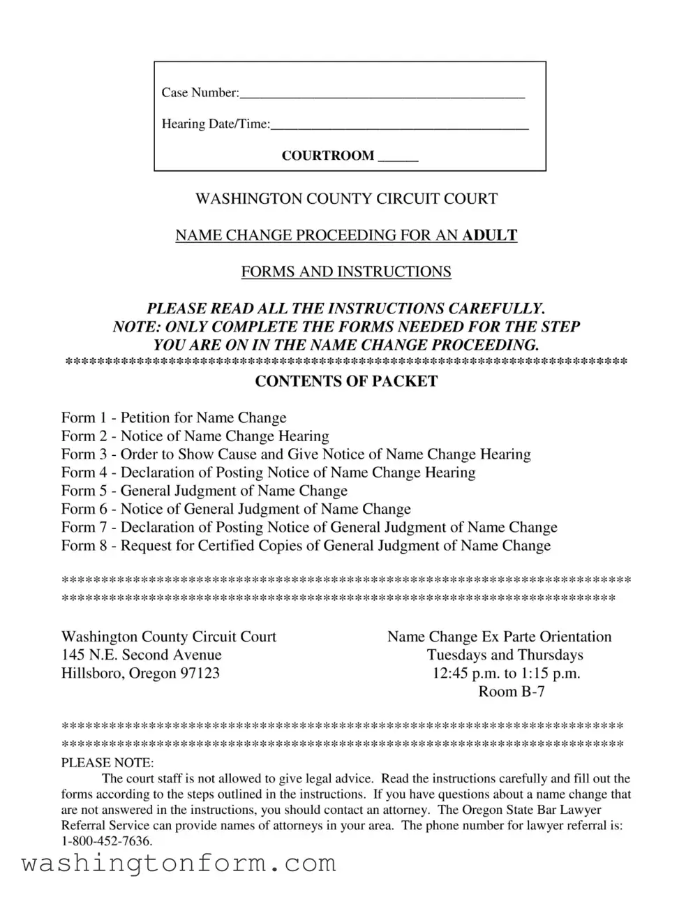 Fill Out Your Washington County Name Change Form