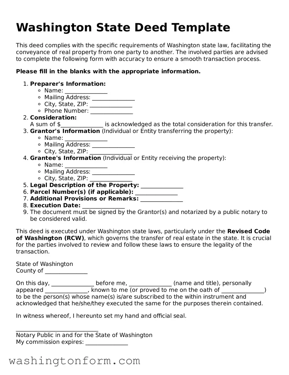 Attorney-Approved Washington Deed Document