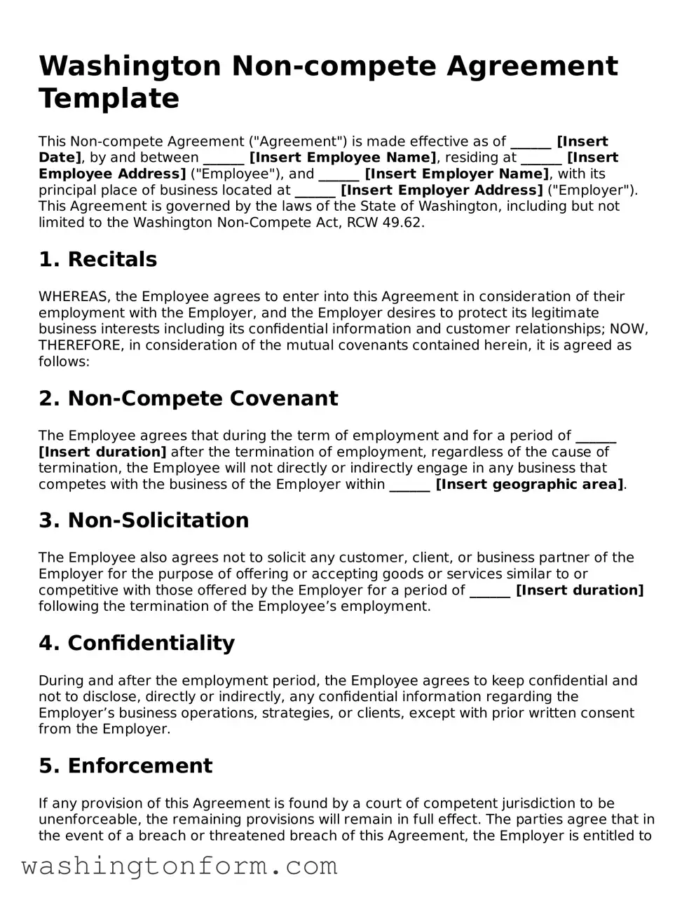 Attorney-Approved Washington Non-compete Agreement Document
