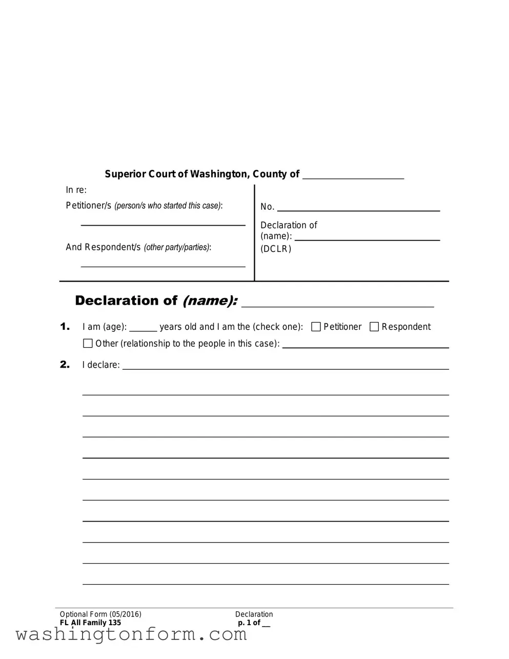 Fill Out Your Washington State Declaration Form
