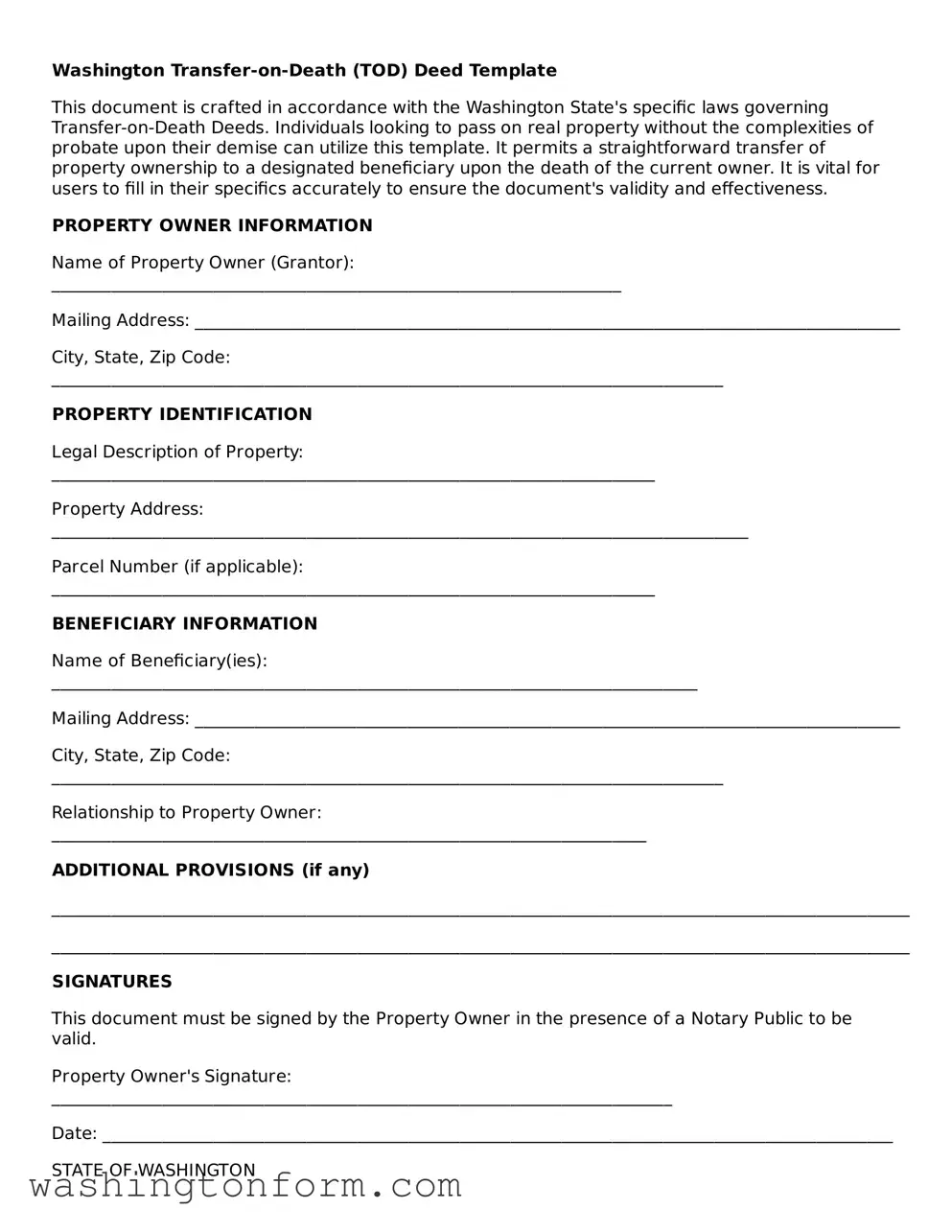 Attorney-Approved Washington Transfer-on-Death Deed Document